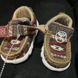 Twisted X Stylish Kids Moccasin Shoes - Red and Tan